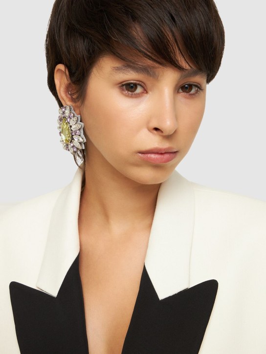 Moschino: Crystal clip-on earrings - Multi/Crystal - women_1 | Luisa Via Roma
