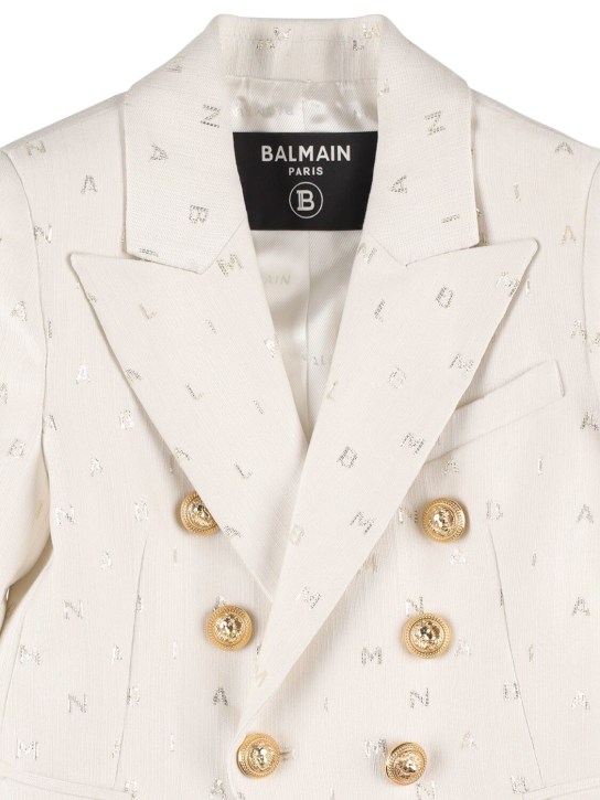 Balmain: Viscose gabardine jacket - White/Gold - kids-girls_1 | Luisa Via Roma