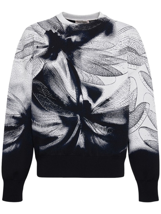 Alexander McQueen: Dragonfly viscose blend sweater - White/Black - men_0 | Luisa Via Roma