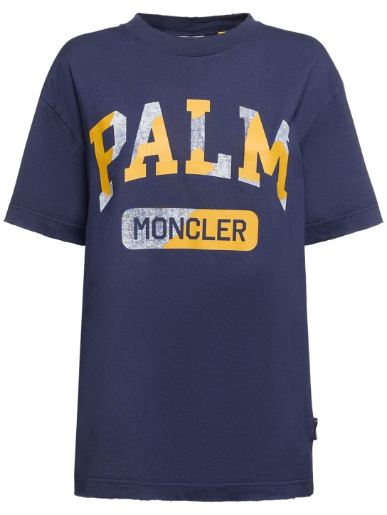 Moncler Genius: T-shirt Moncler X Palm Angels in cotone - Blu - women_0 | Luisa Via Roma