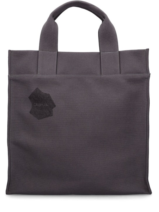 Objects Iv Life: Logo cotton canvas tote bag - Gris - men_0 | Luisa Via Roma