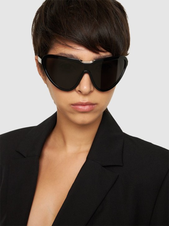 Max Mara: Emil mask acetate sunglasses - Black/Smoke - women_1 | Luisa Via Roma