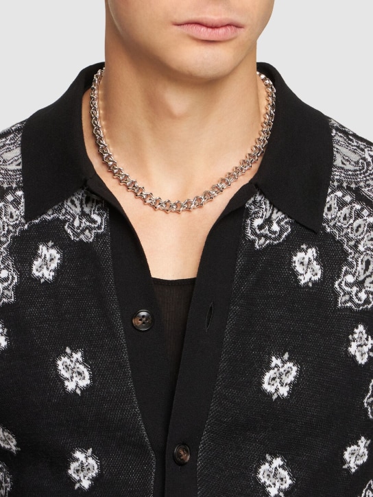 Emanuele Bicocchi: Arabesque sharp link collar necklace - Silver - men_1 | Luisa Via Roma