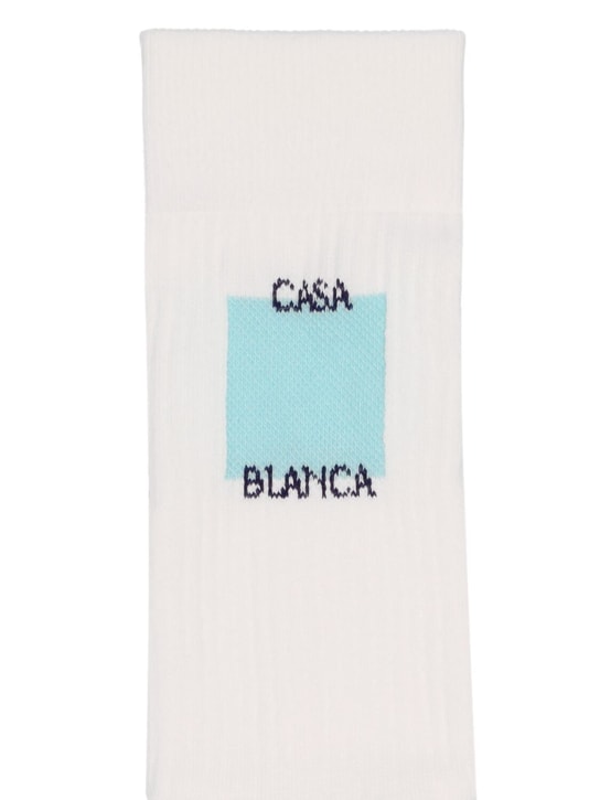 Casablanca: Logo ribbed cotton blend socks - men_1 | Luisa Via Roma