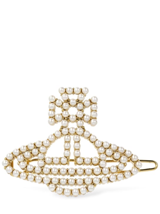 Vivienne Westwood: Annalisa faux pearl large hair clip - Gold/Cream - women_0 | Luisa Via Roma