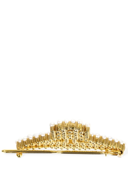 Vivienne Westwood: Annalisa faux pearl large hair clip - Gold/Cream - women_1 | Luisa Via Roma