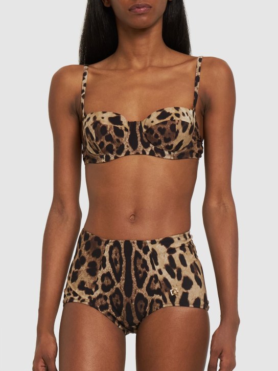Dolce&Gabbana: Slip bikini in jersey leopard - Multicolore - women_1 | Luisa Via Roma
