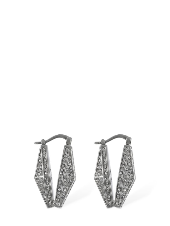 Jimmy Choo: Diamond effect hoop earrings - Silver - women_0 | Luisa Via Roma