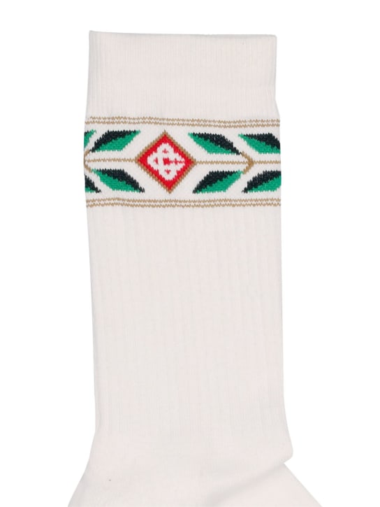 Casablanca: Logo ribbed cotton blend socks - men_1 | Luisa Via Roma