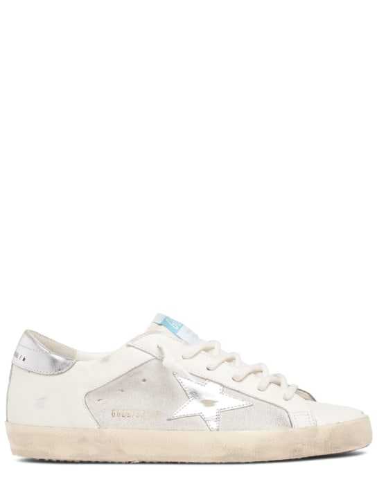 Golden Goose: 20mm Super-Star suede & leather sneakers - White/Silver - women_0 | Luisa Via Roma
