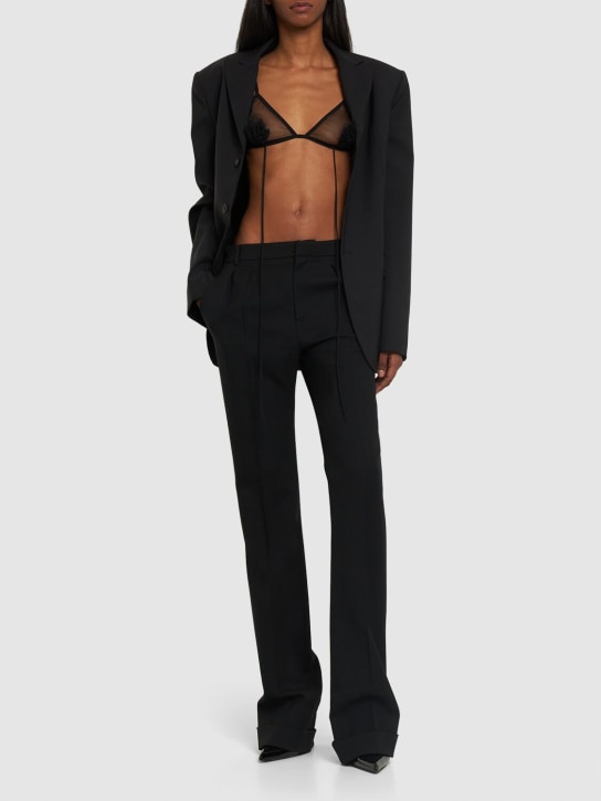 Nensi Dojaka: Serge tailored belted jacket - Black - women_1 | Luisa Via Roma