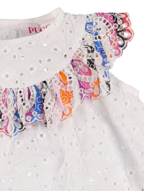 Pucci: Printed cotton shirt & diaper cover - White - kids-girls_1 | Luisa Via Roma