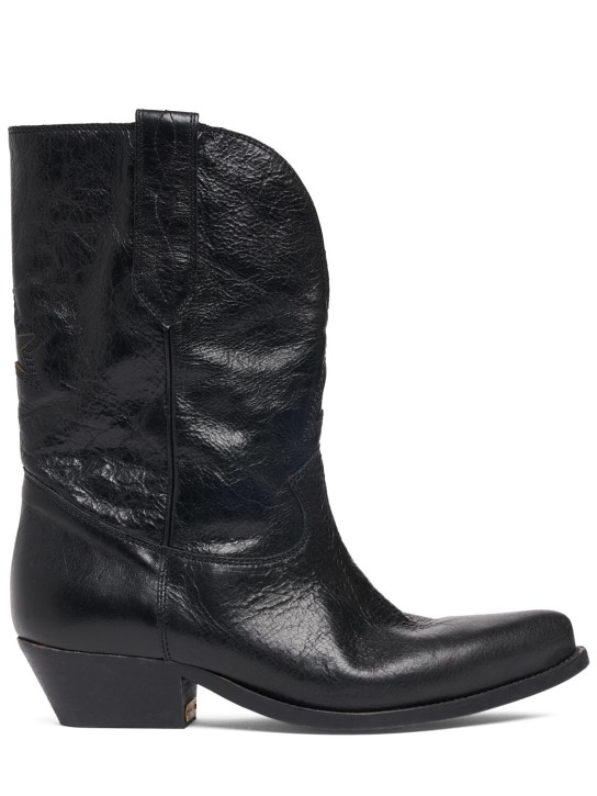 Golden Goose: 45mm Wish Star shiny leather ankle boots - Black - women_0 | Luisa Via Roma