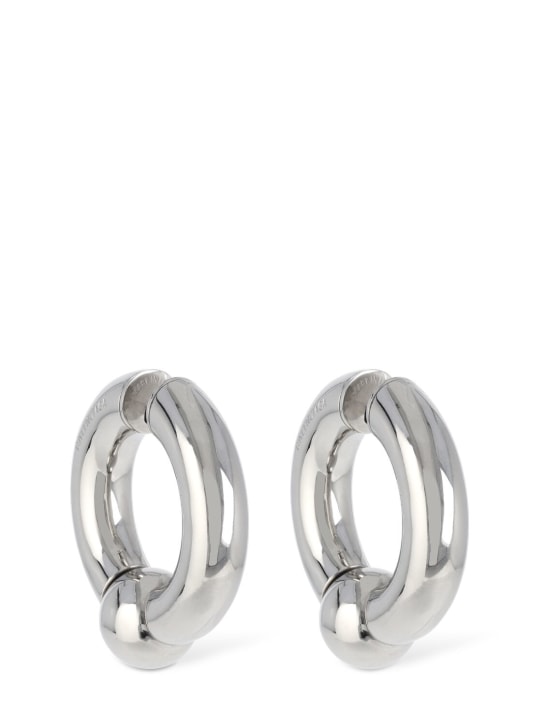 Balenciaga: Mega brass earrings - Silver - women_1 | Luisa Via Roma