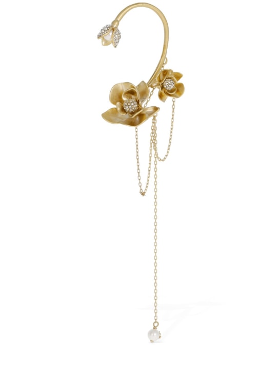 Jimmy Choo: Mono-Ohrmanschette mit Kristallen „Petal“ - Gold/Kristall - women_0 | Luisa Via Roma