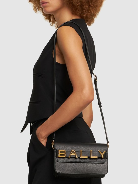 Bally: Logo crossbody leather bag - Black - women_1 | Luisa Via Roma