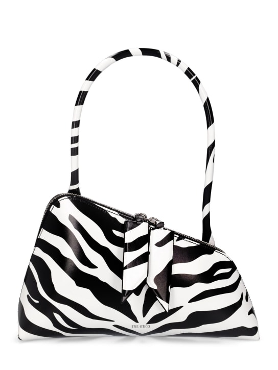 The Attico: Sunrise zebra print leather shoulder bag - White/Black - women_0 | Luisa Via Roma