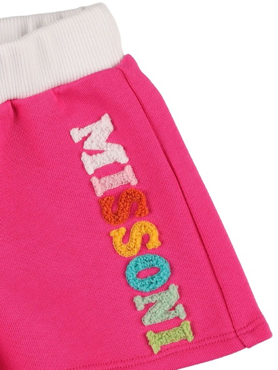Missoni: Shorts in jersey di cotone con logo - Fucsia - kids-girls_1 | Luisa Via Roma