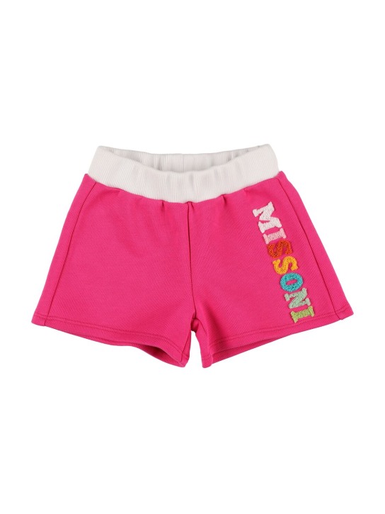 Missoni: Shorts in jersey di cotone con logo - Fucsia - kids-girls_0 | Luisa Via Roma