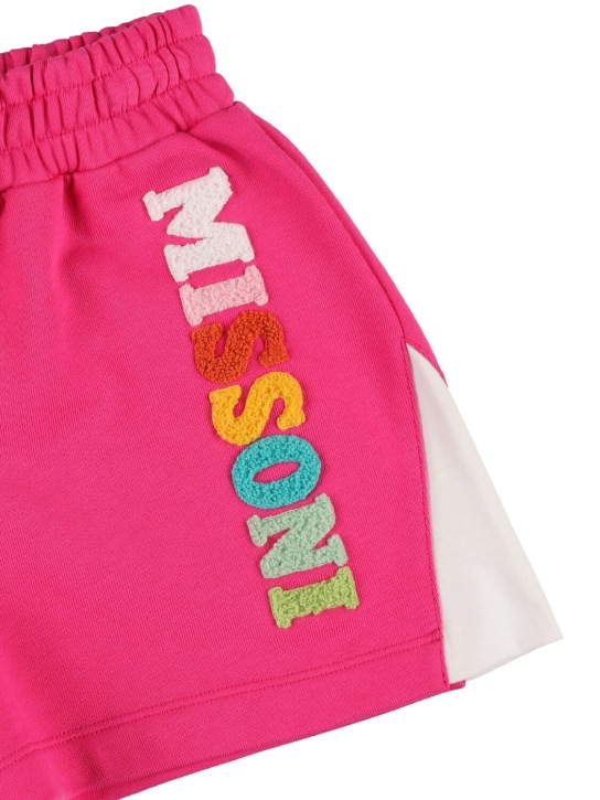 Missoni: Shorts in jersey di cotone con logo - Fucsia - kids-girls_1 | Luisa Via Roma