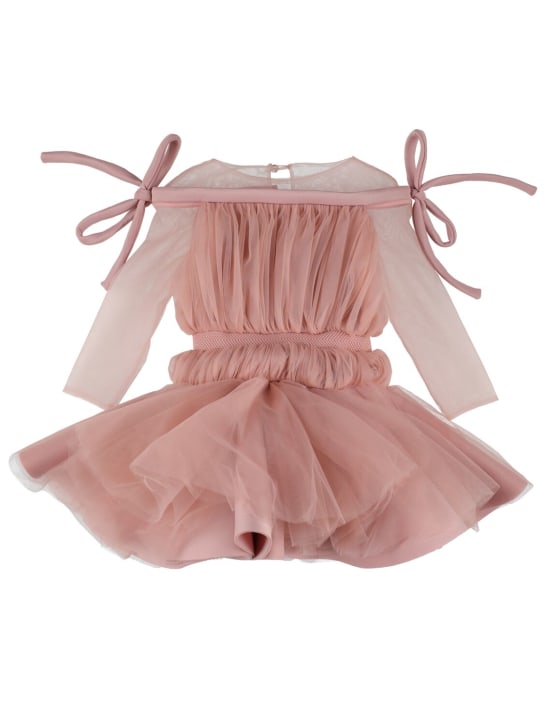 Nikolia: Ruffled neoprene midi dress w/bows - kids-girls_0 | Luisa Via Roma