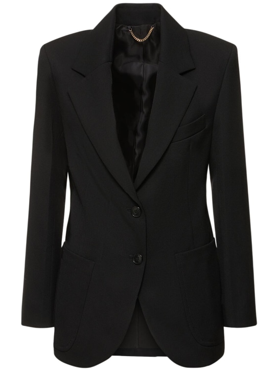 Victoria Beckham: Blazer de lana con bolsillo de parche - Negro - women_0 | Luisa Via Roma