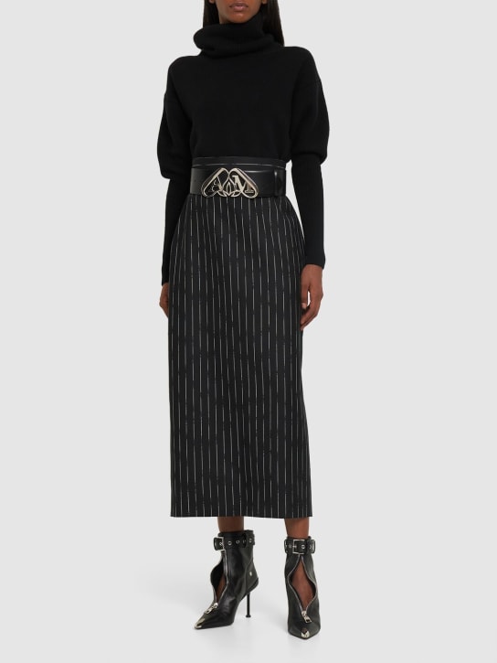 Alexander McQueen: Zipped cashmere blend turtleneck sweater - Black - women_1 | Luisa Via Roma