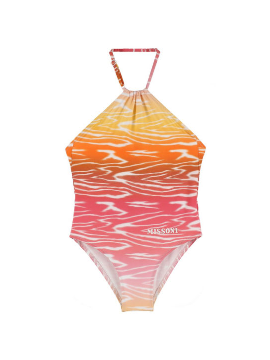 Missoni: Printed jersey one piece swimsuit - Pink/Multi - kids-girls_0 | Luisa Via Roma