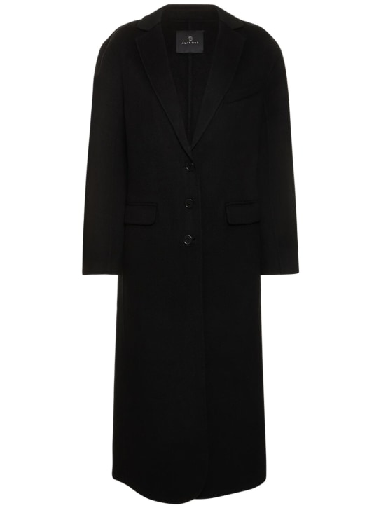 ANINE BING: Quinn wool & cashmere coat - Black - women_0 | Luisa Via Roma