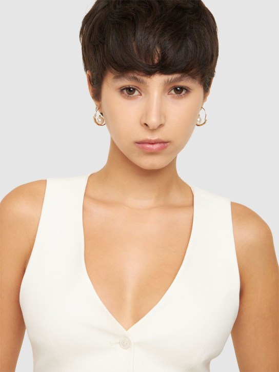 Rosantica: Aria faux pearl hoop earrings - Gold/White - women_1 | Luisa Via Roma