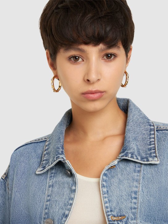 SWAROVSKI: Dextera Swarovski hoop earrings - Gold/Crystal - women_1 | Luisa Via Roma