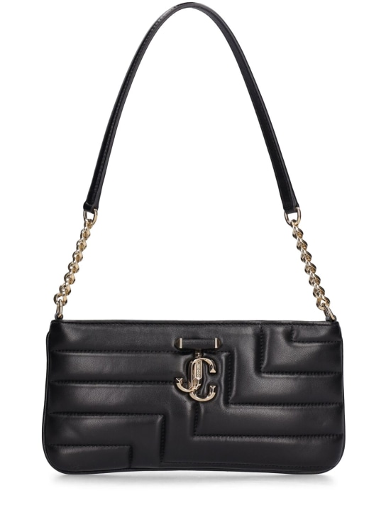Jimmy Choo: Avenue slim leather shoulder bag - Black/Gold - women_0 | Luisa Via Roma