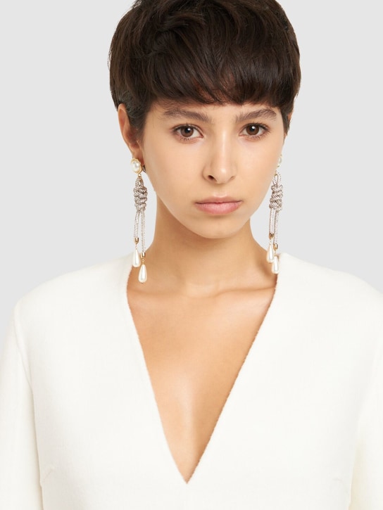 Rosantica: Gaia crystal & faux pearl earrings - Silver - women_1 | Luisa Via Roma