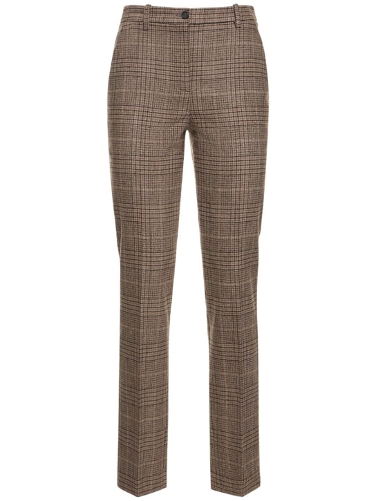 Michael Kors Collection: Samantha check flannel straight pants - Multicolor - women_0 | Luisa Via Roma