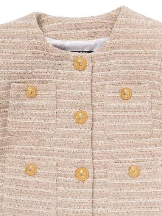 Balmain: Cotton bouclé jacket - Beige/Gold - kids-girls_1 | Luisa Via Roma