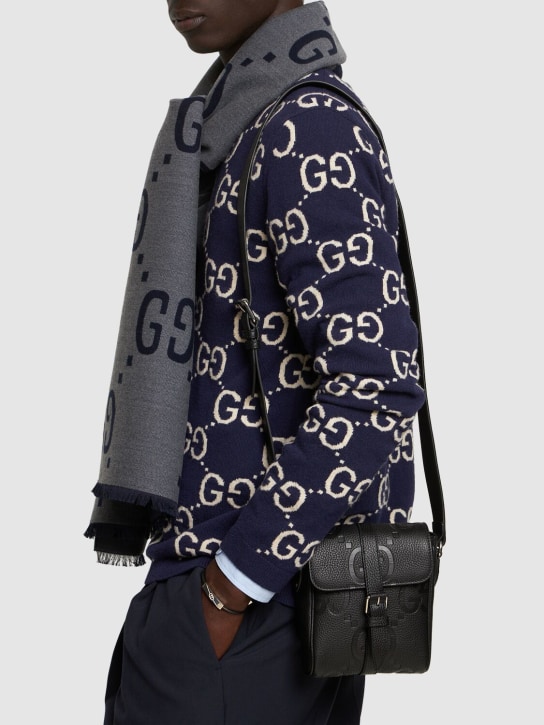 Gucci: GG Small leather crossbody bag - Black - men_1 | Luisa Via Roma