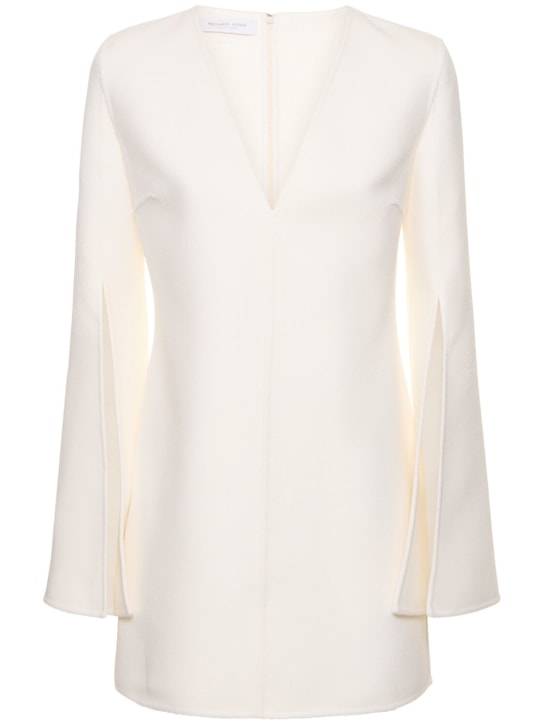 Michael Kors Collection: Wool blend double v neck mini dress - Ivory - women_0 | Luisa Via Roma