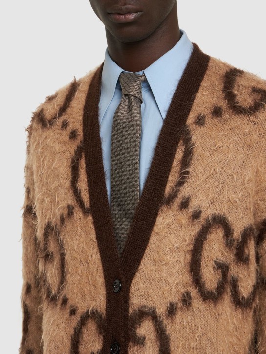 Gucci: Cravate en soie et laine Ginny 7 cm - Camel - men_1 | Luisa Via Roma