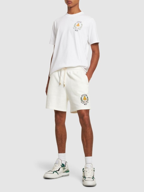 Casablanca: Casa Way cotton jersey sweat shorts - White - men_1 | Luisa Via Roma