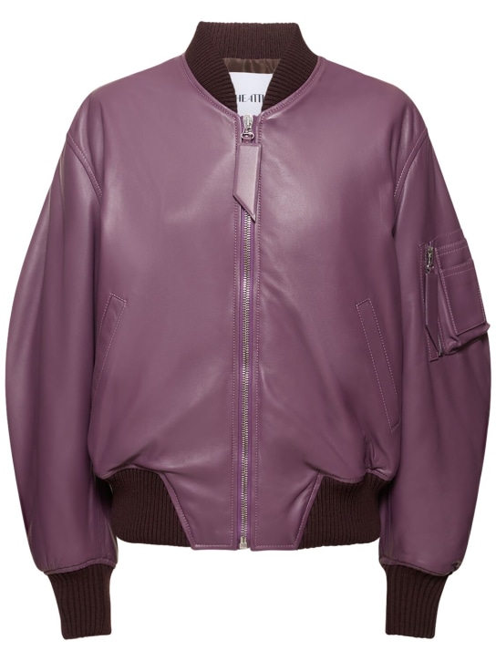 The Attico: Anja leather bomber jacket - Purple - women_0 | Luisa Via Roma