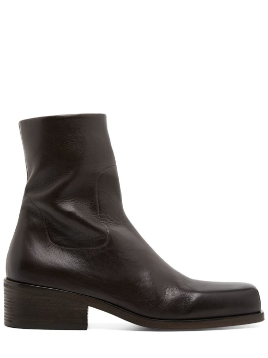 Marsell: Cassello leather ankle boots - Dark Brown - men_0 | Luisa Via Roma