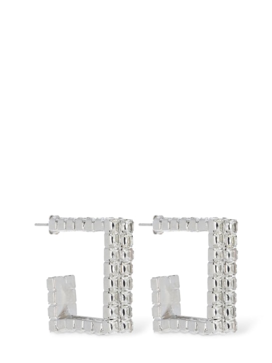 Rosantica: Vetro crystal squared hoop earrings - Silver - women_0 | Luisa Via Roma
