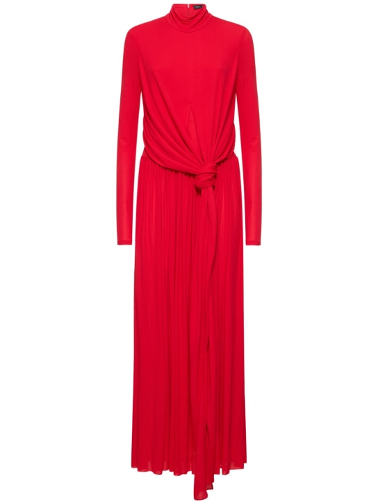 Proenza Schouler: Robe longue en satin drapé à col roulé Meret - Rouge - women_0 | Luisa Via Roma