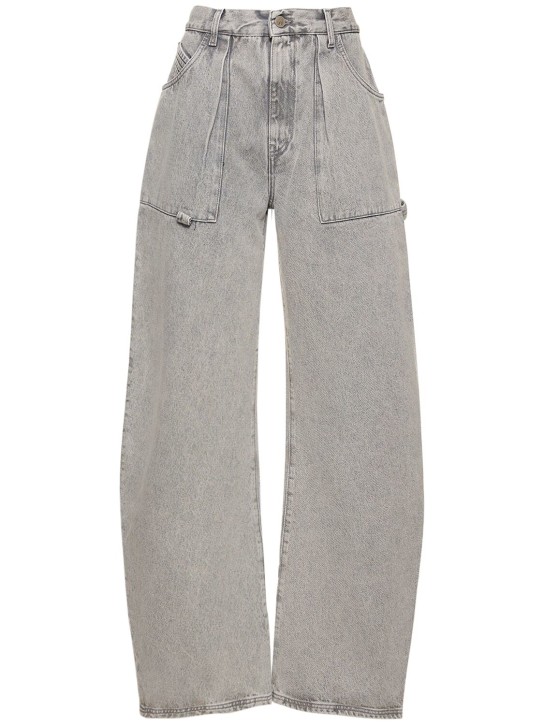 The Attico: Effie denim wide jeans - Light Grey - women_0 | Luisa Via Roma