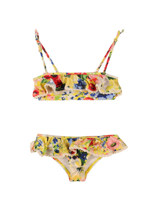 Zimmermann: Lycra bikini w/ ruffles - Yellow - kids-girls_0 | Luisa Via Roma