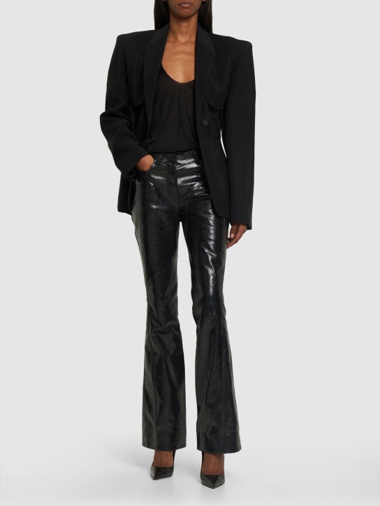 MUGLER: Snake leather flared pants - Black - women_1 | Luisa Via Roma