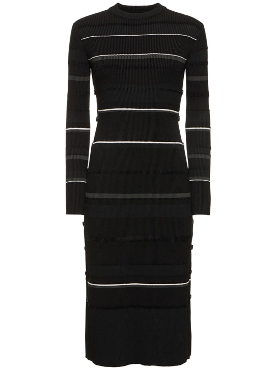 Proenza Schouler: Rachel striped rib knit midi dress - Multi/Black - women_0 | Luisa Via Roma