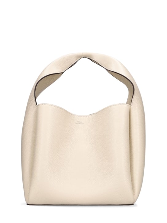 Toteme: Bucket pebble grain leather bag - Milk - women_0 | Luisa Via Roma