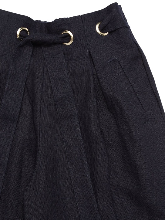 Chloé: Pantalon ample en lin - Bleu Marine - kids-girls_1 | Luisa Via Roma