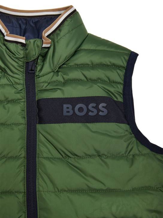 Boss: Reversible nylon puffer vest - Green - kids-boys_1 | Luisa Via Roma